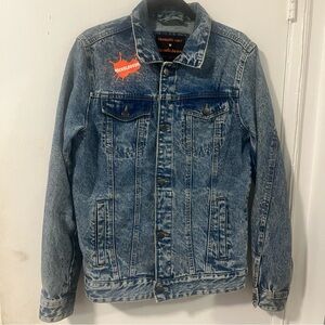 Members Only Nickelodeon Denim Jean Jacket Blue Trucker Bomber Mens Size Small